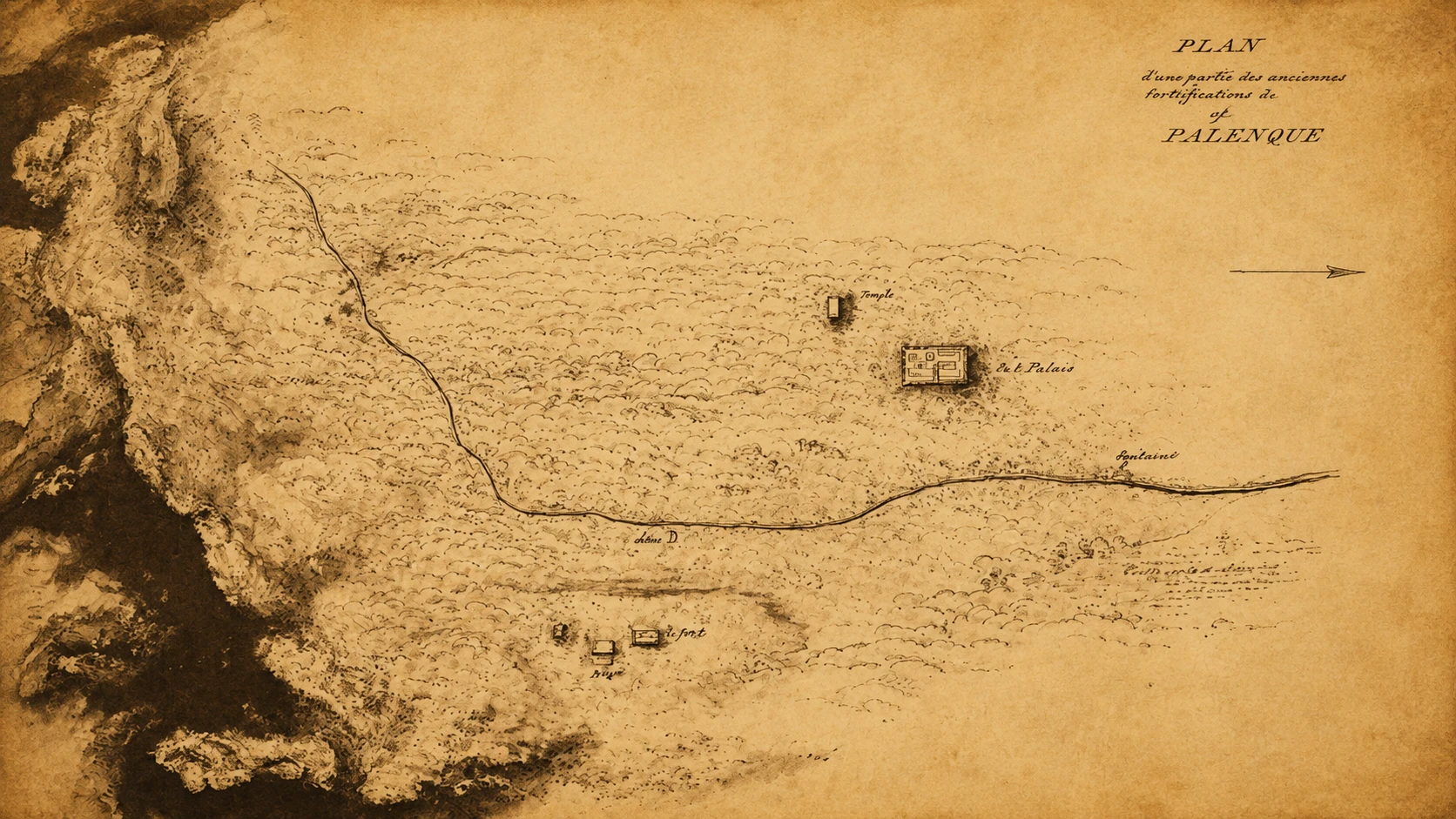 Plan der alten Befestigungen von Palenque
