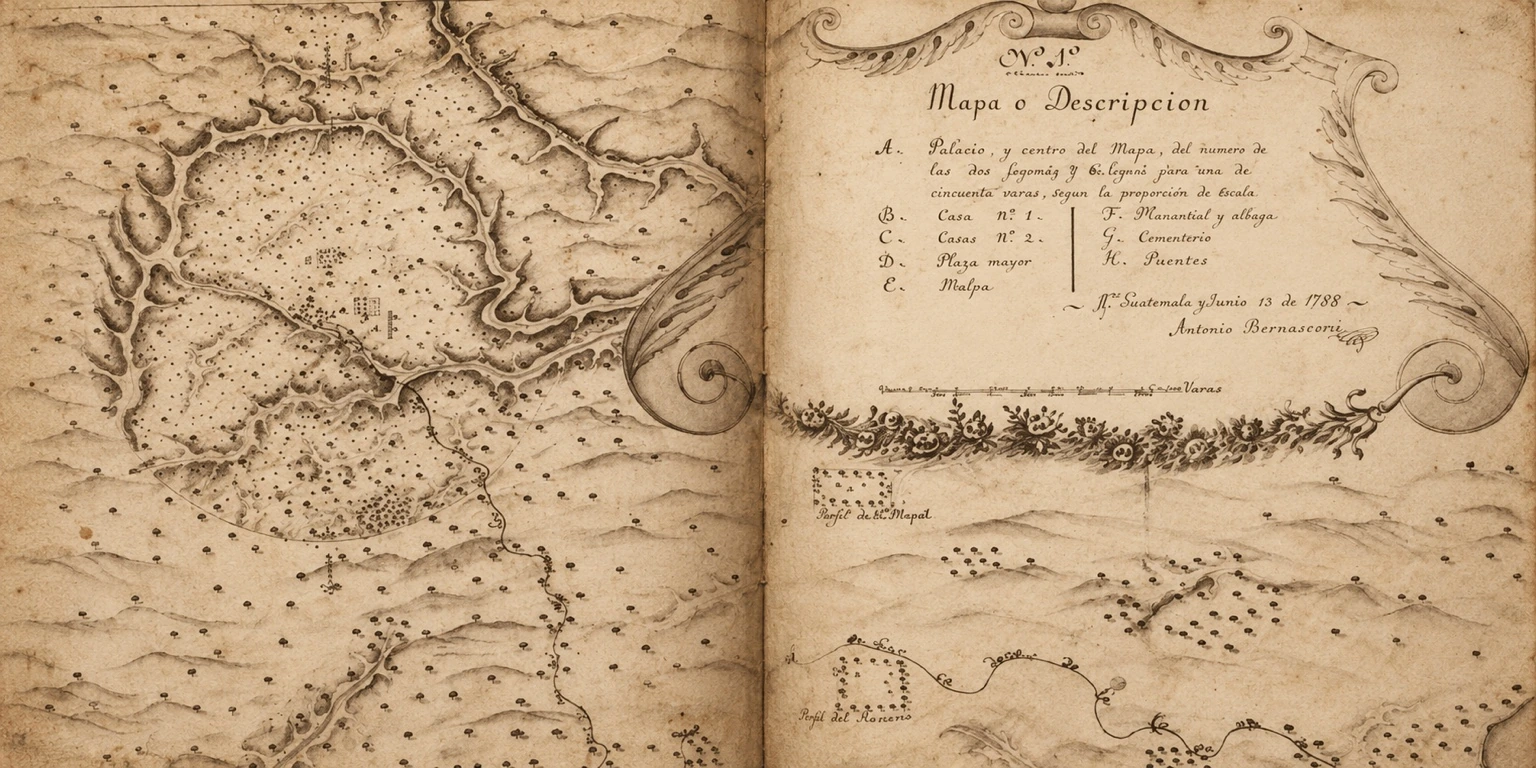 Mapa histórico con leyenda descriptiva