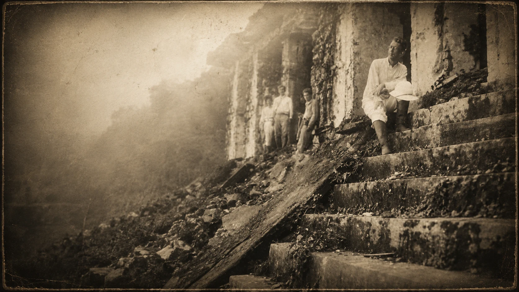 Researchers on the Steps at Palenque